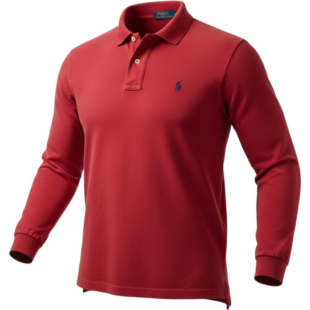 Polo Ralph Lauren Polo Shirt Mens XL Red Excellent Long Sleeve Cotton Pique
